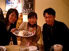 Kaori・Chie!、そして僕。飲酒後やからちょっと目がすわっとる。